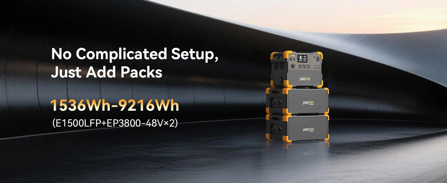 Used-EP3800-48V 3840Wh PECRON Portable Power Station Expansion Battery for E3600LFP/E3800LFP/F3000LFP/E2400LFP/E1500LFP/E1000LFP Solar Generator for Home Use