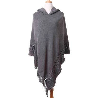 1 Piece of Women's Tassel Cape Tassel Cape Diagonal Striped Coat Bohemian Shawl Scarf
