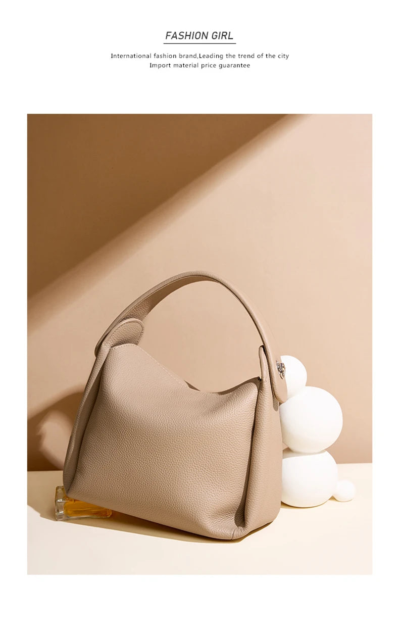 Burminsa Cowhide Genuine Leather Tote Shoulder Bags For Women 2026 Luxury Designer Crossbody Purses Bucket Work Ladies Handbags