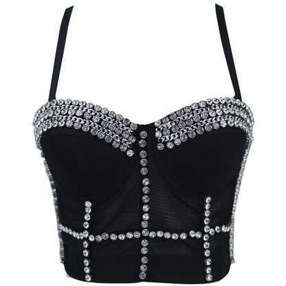 Quality Pearl Tank Tops Rhinestone Women Crop Top Club Clothes Streetwear Y2K Corset Woman Shaper Camis Fashion Feamale Clothing