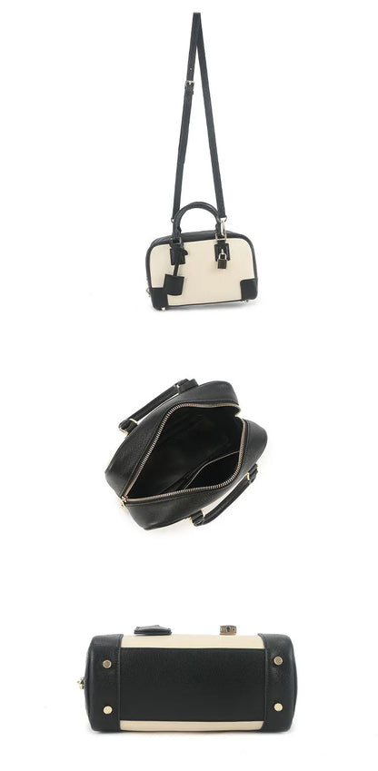 2026 Luxury Brand Genuine Leather Women Shoulder Fashion Gold Lock Handbags Women Top Quality Cowhide Square Bowling Bags Woman