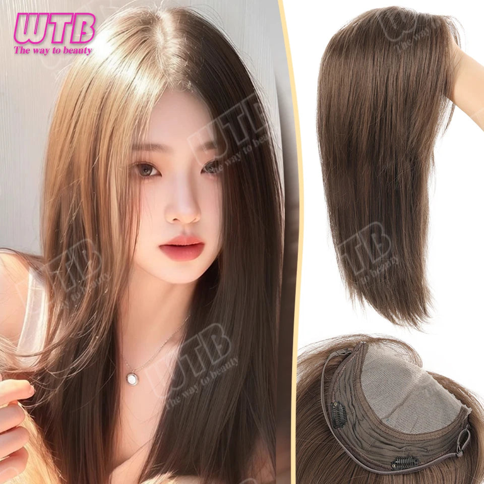 WTB 40cm Lace Front Synthetic Wig Invisible and Seamless Straight Hair Adds Volume Suitable for Women's Daily Wear and Holidays