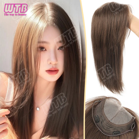 WTB 40cm Lace Front Synthetic Wig Invisible and Seamless Straight Hair Adds Volume Suitable for Women's Daily Wear and Holidays