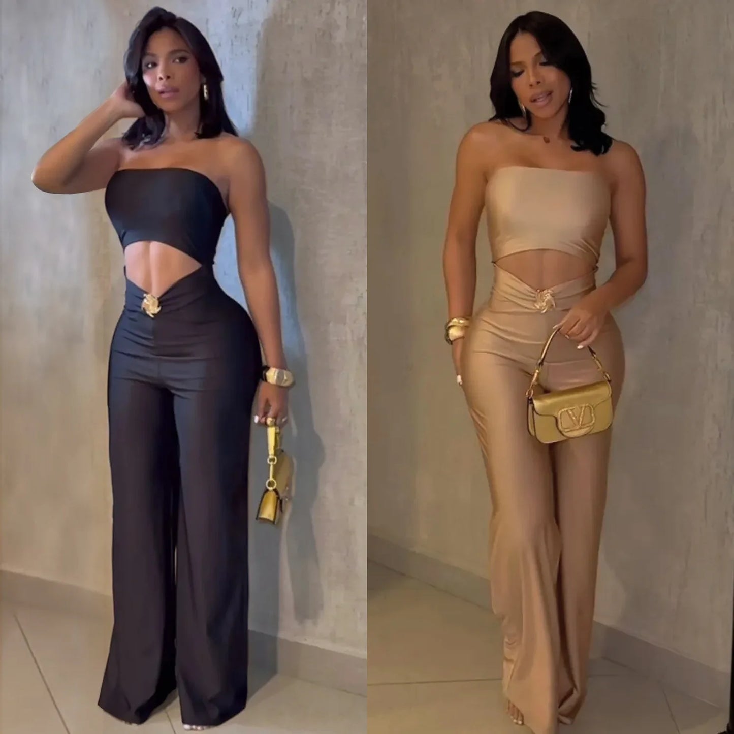 FAGADOER Sexy Hollow Out Bodycon Jumpsuit for Women Solid Color Sleeveless Backless Rompers Female Streetwear Overalls 2025 New