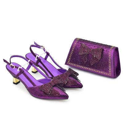 New Arrival Italian Matching Shoes and Bag Sets Decorated with Rhinestone Luxury Designer Shoes Women Shoes for Women High Heels
