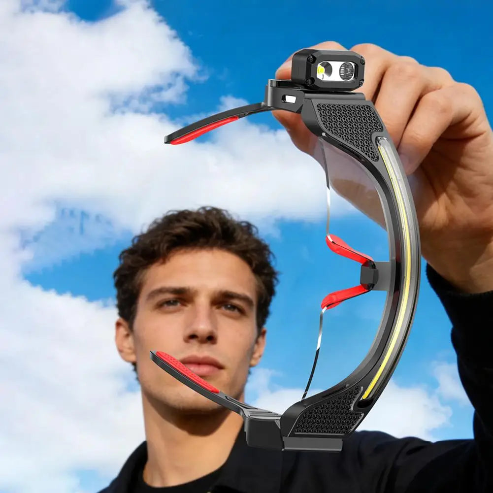 Smart Sensor LED Glasses Lamp Dual Color Light Protective Goggles USB Charging Long Lasting IPX6 Waterproof For Working Fishing
