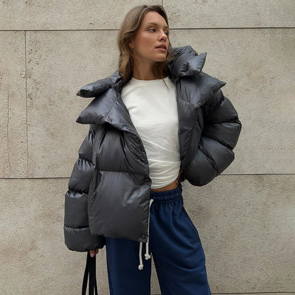 2026 Women Winter Coat Long Sleeve Big Hooded Thick Cotton Down Coat Women Tops Loose Style Warm Jacket Coat Casaco Feminino