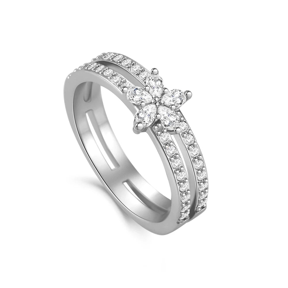New 925 Sterling Silver Rings Stackable Infinite Silver shining Zircon Ring For Women Wedding Anniversary Birthday Jewelry Gift