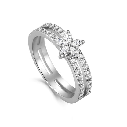 New 925 Sterling Silver Rings Stackable Infinite Silver shining Zircon Ring For Women Wedding Anniversary Birthday Jewelry Gift