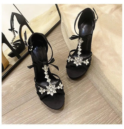 Women's Shoes Elegant Sexy High Heels Luxury Rhinestone Banquet Shoes for Women High Heel Sandals Waterproof Platform Sandals