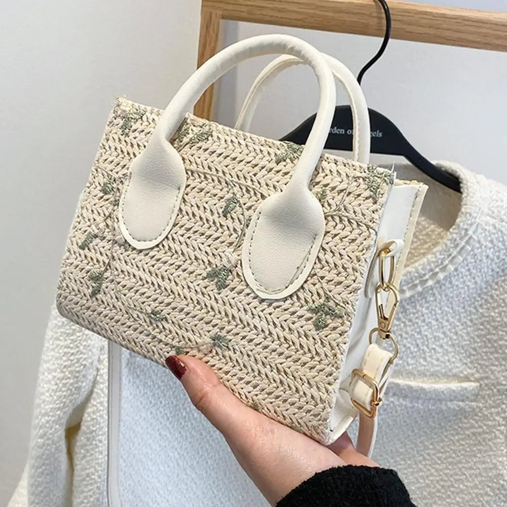 Fashion Women Summer Straw Bag Girls Shoulder Bags Casual Handbag Solid Color Crossbody Bags