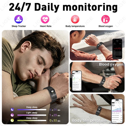LIGE 2026 ECG+PPG Nursing Grade Smart Bracelet HRV Body Fat BMI Blood Pressure Body Temperature Men Women Health Sports Watches