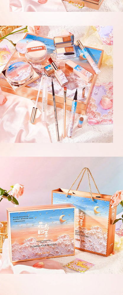 Flower and Four Seasons Makeup 10 PCs Set Box Cosmetics Full Set Beauty Gift Box Christmas Valentine's Day Gift Lipstick Kit