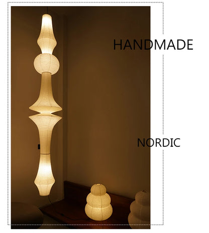 Nordic Wabi Sabi Wind Rice Paper Led Pendant Lights Living Room Bedroom Corner Chandelier Duplex Loft Home Decor Bedside Lamp