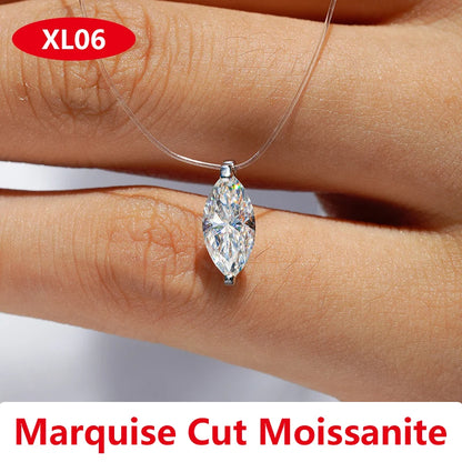 Moissanite Transparent Fishing Line for Women Mermaid Tears Necklace Creative Women's Moissanite Diamond Clavicle Chain
