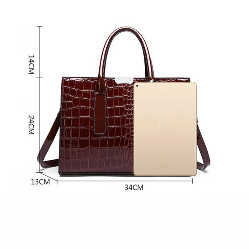 Patent Leather Women Messenger Bags Crocodile Female Crossbody Shoulder Hand Bags for Women High Quality Ladies Handbags