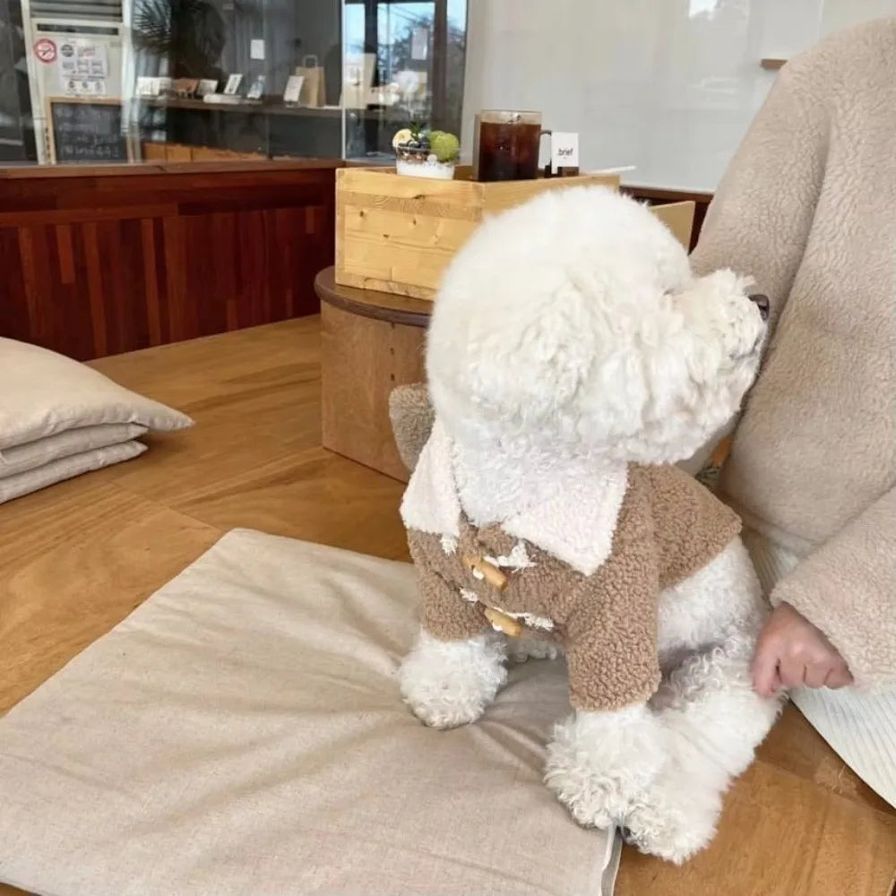 Fashion Autumn Winter Dog Warm Clothes Thickened Windproof Dog Hiking Jacket Horn Buckle Cute Dog Bodysuit for Small Medium Dog