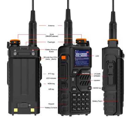 2026 Baofeng UV-K5 Plus Walkie Talkie 12W High Capacity AM FM Two Way Radio Full Band LCD 999CH Frequency Copy NOAA Noise Reduce