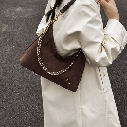 Women's New Light Luxury Fashionable High-End Black Suede Shoulder Crossbody Bag,Versatile for Commuting,Large Capacity Tote Bag