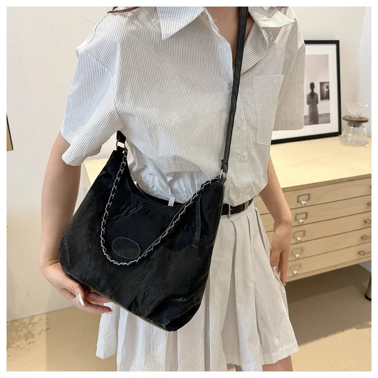 New Summer Chain Commuting Bag, Casual Student Soft Face Large Capacity Bag for Women, Fashion Single Shoulder Crossbody Bags