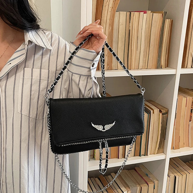 Fashionable Retro Ladies Chain-Shoulder Square Bag Luxury Textured Crossbody Shoulder Bag Women Handbags and Purses Underarm Bag