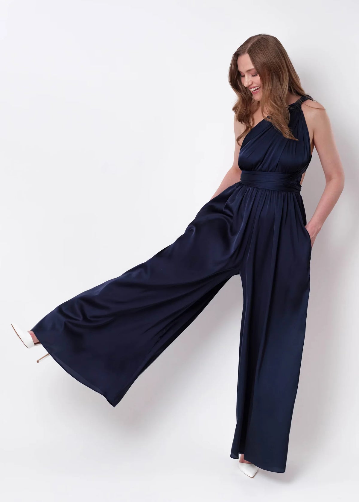 Elegant Palazzo Jumpsuit for Bridesmaids Multiway Convertible Jumpsuit Formal Multi Wrap Wedding Dress Cocktail Floor Jumpsuits