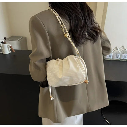 Chain Bag Ladies PU Leather Shoulder Bags Purse for Women Fashion Crossbody Bags Underarm Bag Small Square Satchel Handbag Bolas