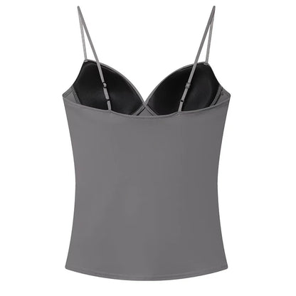 HXAO Sleeveless Crop Tops For Woman Corset Camisole Brown Top Women Bodycon Backless Sexy Tops With Straps Bustier Tank Tops