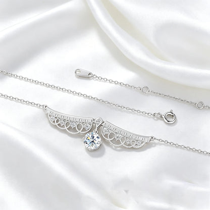 TY 925 Sterling Silver Moissanite Lace Necklace Women D-Color Moissanite Brand Necklace 1Carat Lab Moissanite Luxury Jewelry