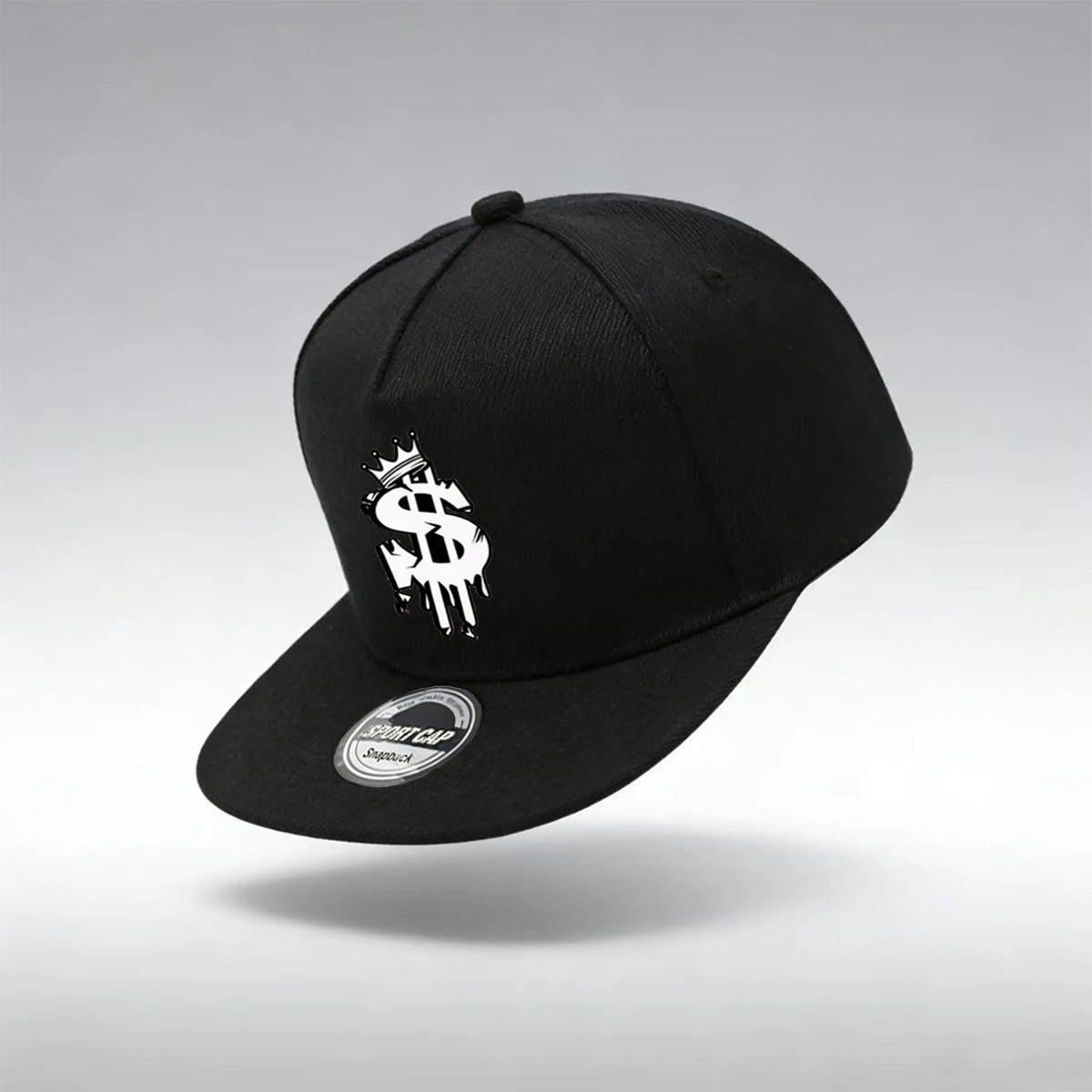 1/2PC Men's Hip Hop Snapback Cap, Graffiti Dollar Crown Print Flat Bill Baseball Hat, Adjustable