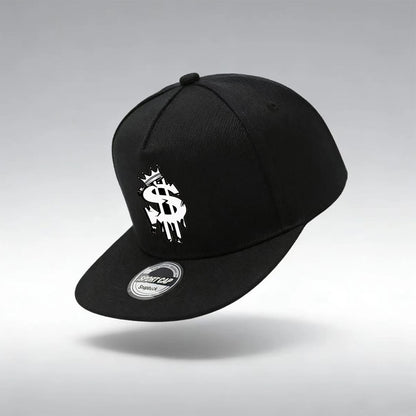 1/2PC Men's Hip Hop Snapback Cap, Graffiti Dollar Crown Print Flat Bill Baseball Hat, Adjustable