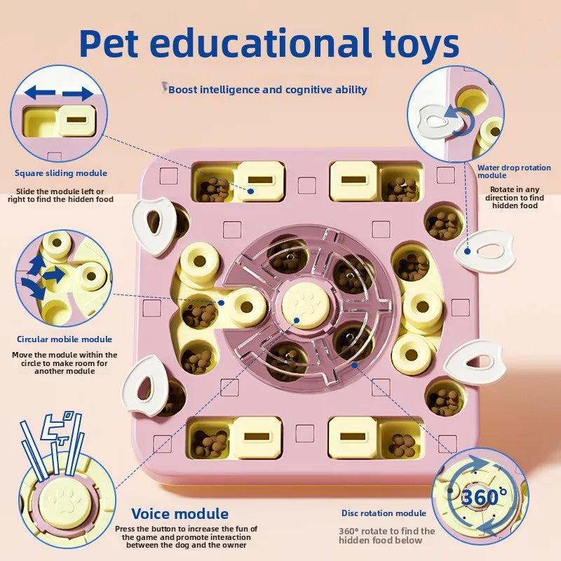 Multi Layer Sliding Pet Puzzle Slow Feeder Tray Snuffle Treat Maze Toy Anti Choke Prevent Bloating Relieve Boredom for Dogs Cats