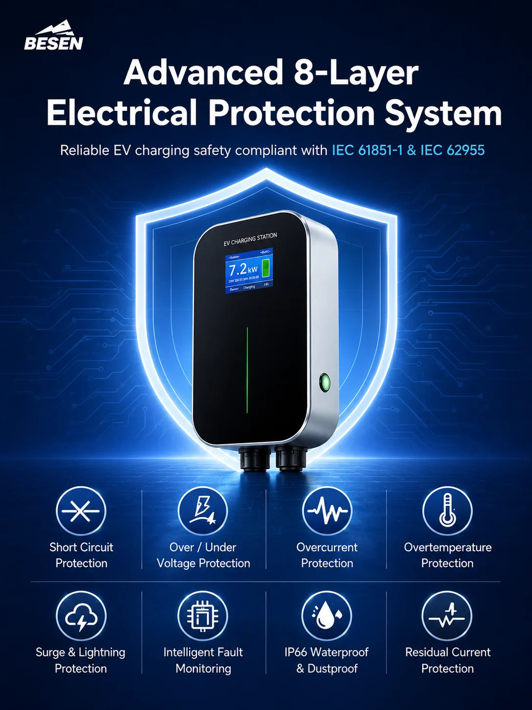 Mode 3 22KW 3 Phase EV Charger Level 2 Electric Car Charging Station
