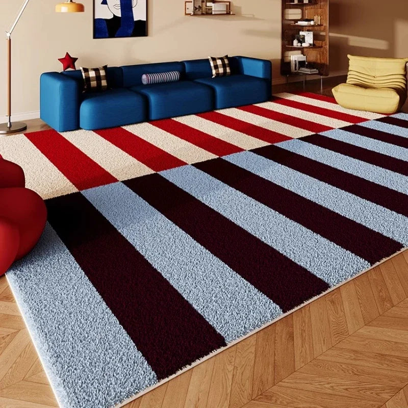 Retro Style Rugs for Bedroom Large Area Living Room Decoration Anti-slip Carpet Thick Plush Floor Mat Fluffy Soft Cloakroom Rug
