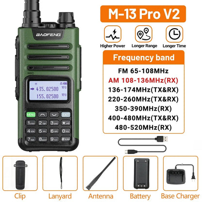 BaoFeng M 13 Pro Walkie Talkie AM FM Radio Wireless Copy Frequency Type-C Charger Long Range UV K5 Ham Two Way Radio