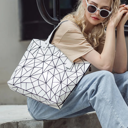 New Silver Handbags Bags For Women 2026 Summer Large Tote Bag Ladies Geometric Messenger Shoulder Bag Beach Luxury Designer