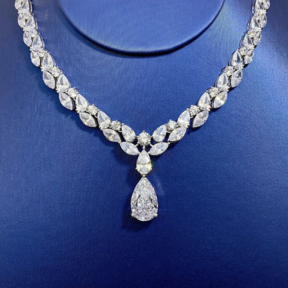 PuBang Fine Jewelry Solid 925 Sterling Silver Pear Created Moissanite Luxury Pendant Necklacefor Women Party Gifts Wholesale