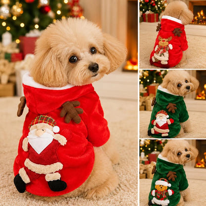 Christmas Dog Clothes Autumn and Winter Flannel Cats Dogs Hoodies Pet Clothes for Small Medium Dogs Christmas Dog Cat Costume