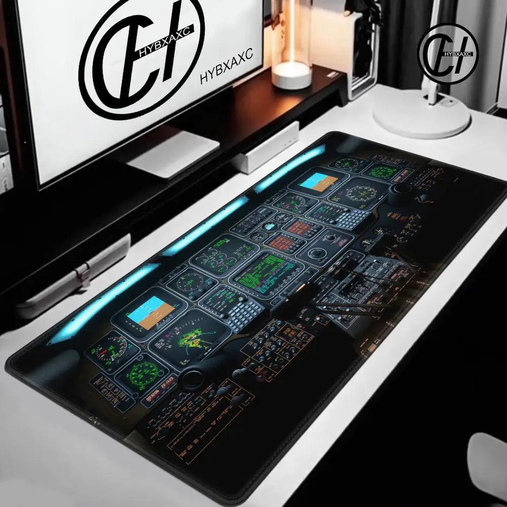 Plane Instrument Panel Mousepad HD Airplane Speedometer Mouse Pads XXL Non-slip Rubber Desk Mat Pc Gamer Deskmat Cockpit Playmat