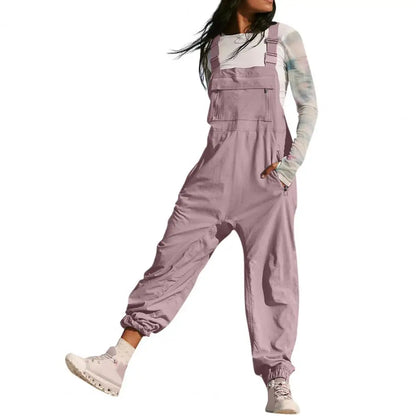 Women Jumpsuit Loose Style Overalls Boho Solid Color Square Collar Playsuits Sleeveless Rompers Summer Casual Clothes