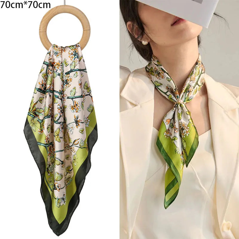 2026 Designer Women Chiffon Foulard Bandana Scarf 70cm Shawl Kerchief Square Headscarf Scarves Head Wraps Scarves Female Scarf