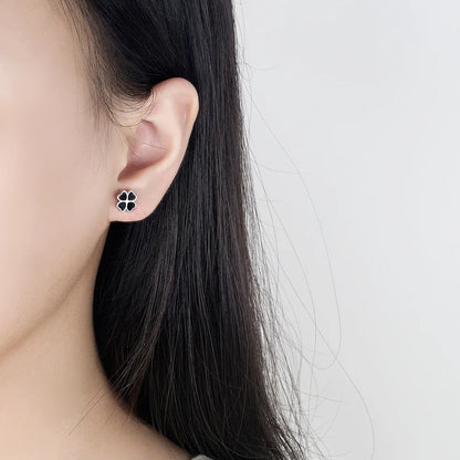 925 Sterling Silver Black Heart Star Round Stud Earrings for Women Engagement Luxury Quality Jewelry Wholesale Prevent Allergies