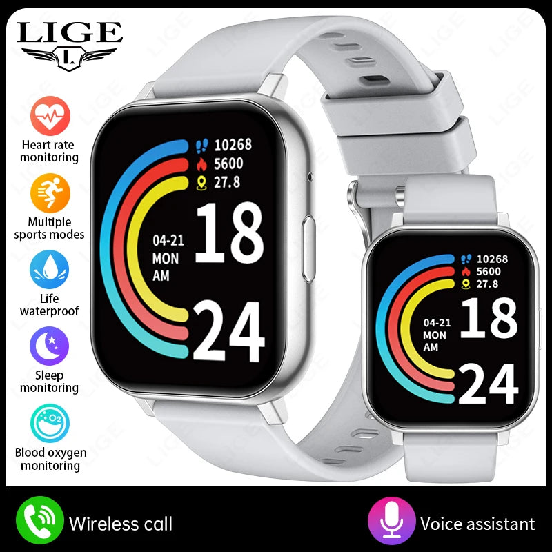 LIGE 2026 New Smart Watch Women Men Bluetooth Talking Blood Oxygen Heart Rate Monitoring Smart Watch For Women Men Holiday Gift