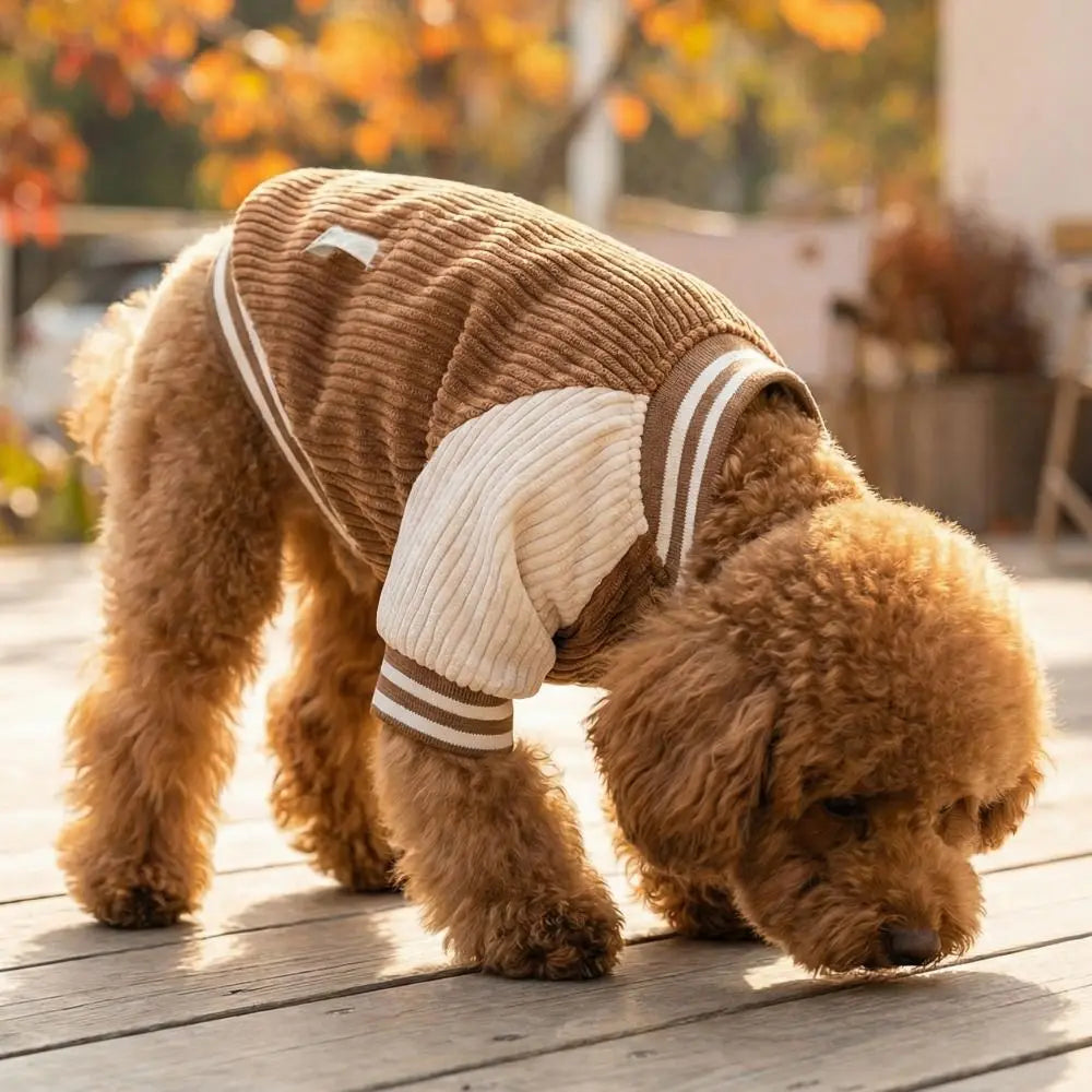 Warm Pet Baseball Jackets Comfortable Thicken Two-Legged Dog Clothing Embroidered Patterns Dog Sweatshirt Spring Autumn Wear