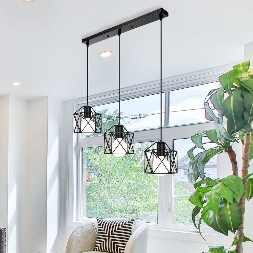3 Heads Vintage Pendant Lights Wood Hanging Lamp Chandelier Industrial for Loft Dinning Living Room Kitchen Lighting Fixture LED