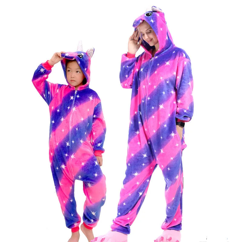 Kigurumi Unicorn Cartoon Onesies Kids Children Animal Pajamas Jumpsuits Women Men Sleepwear Onepiece Anime Cosplay Costumes