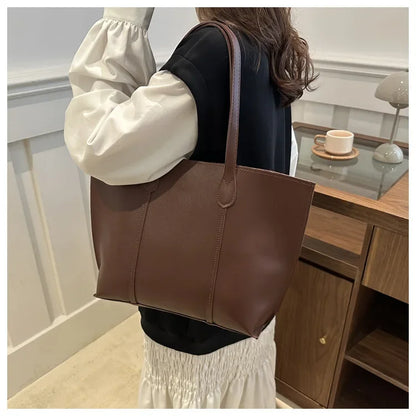 Retro Faux Leather Shoulder Bag, Large Capacity Office Commuter Handbag,Top Handle Purse Durable Work Laptop Tote Bags for Women
