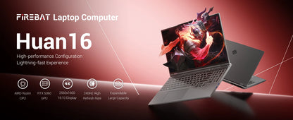 FIREBAT Huan 16 Pro AMD Ryzen 7 H 255 RTX 5060 DDR5 16GB RAM 512GB SSD WiFi6 BT5.3 16inch 2.5K 240Hz Screen gaming laptop