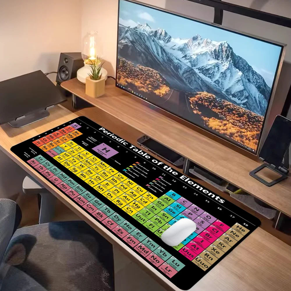 Periodic Table Mouse Pad Color Gaming Mousepad Offices Accessories Laptop Office Rubber Non-Slip Rubber Stitched Edge Deskpad