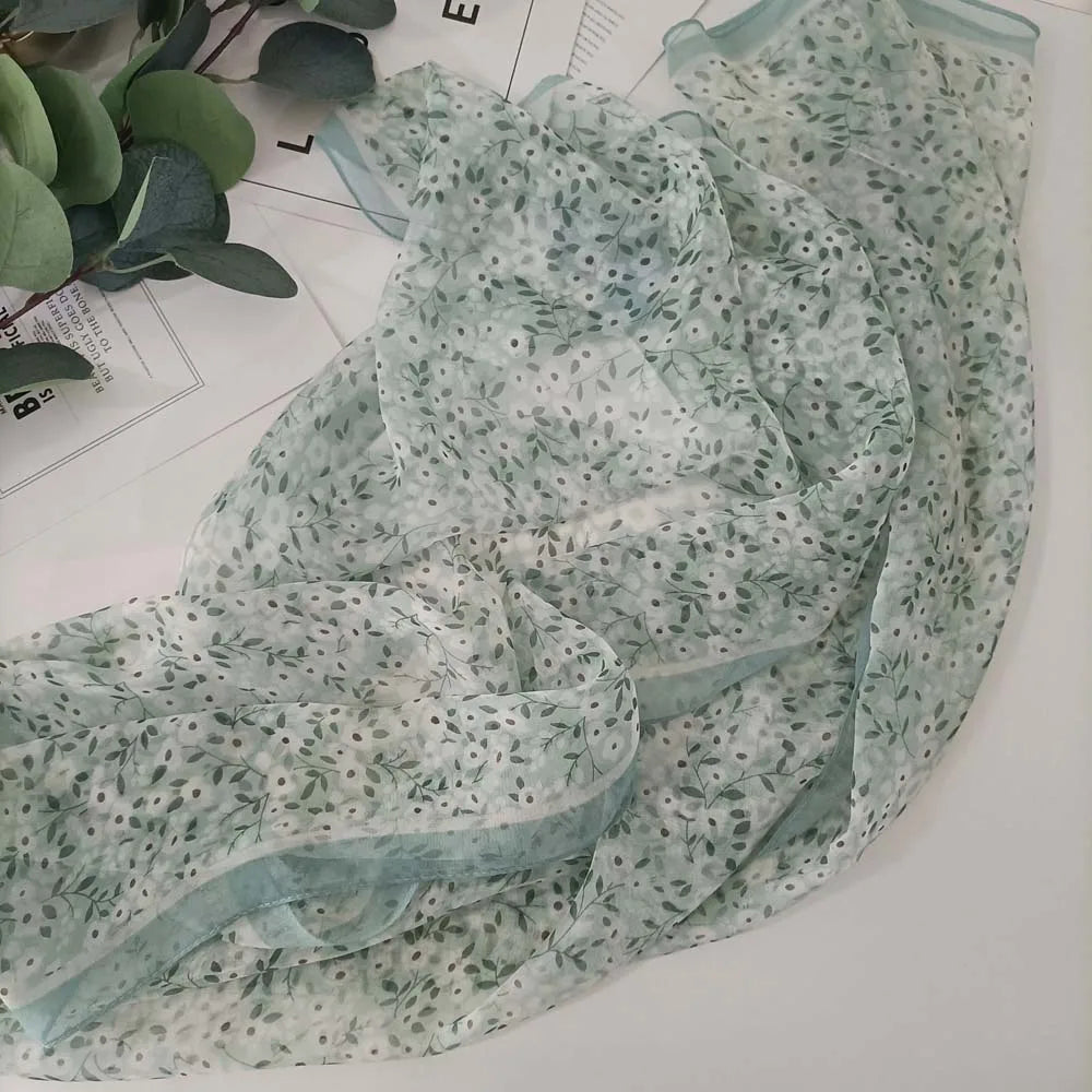 Small Flower Full of Stars Print Women Elegant Chiffon Georgette Bandana Scarf Summer Beach Sunscreen Thin Hijab Shawl